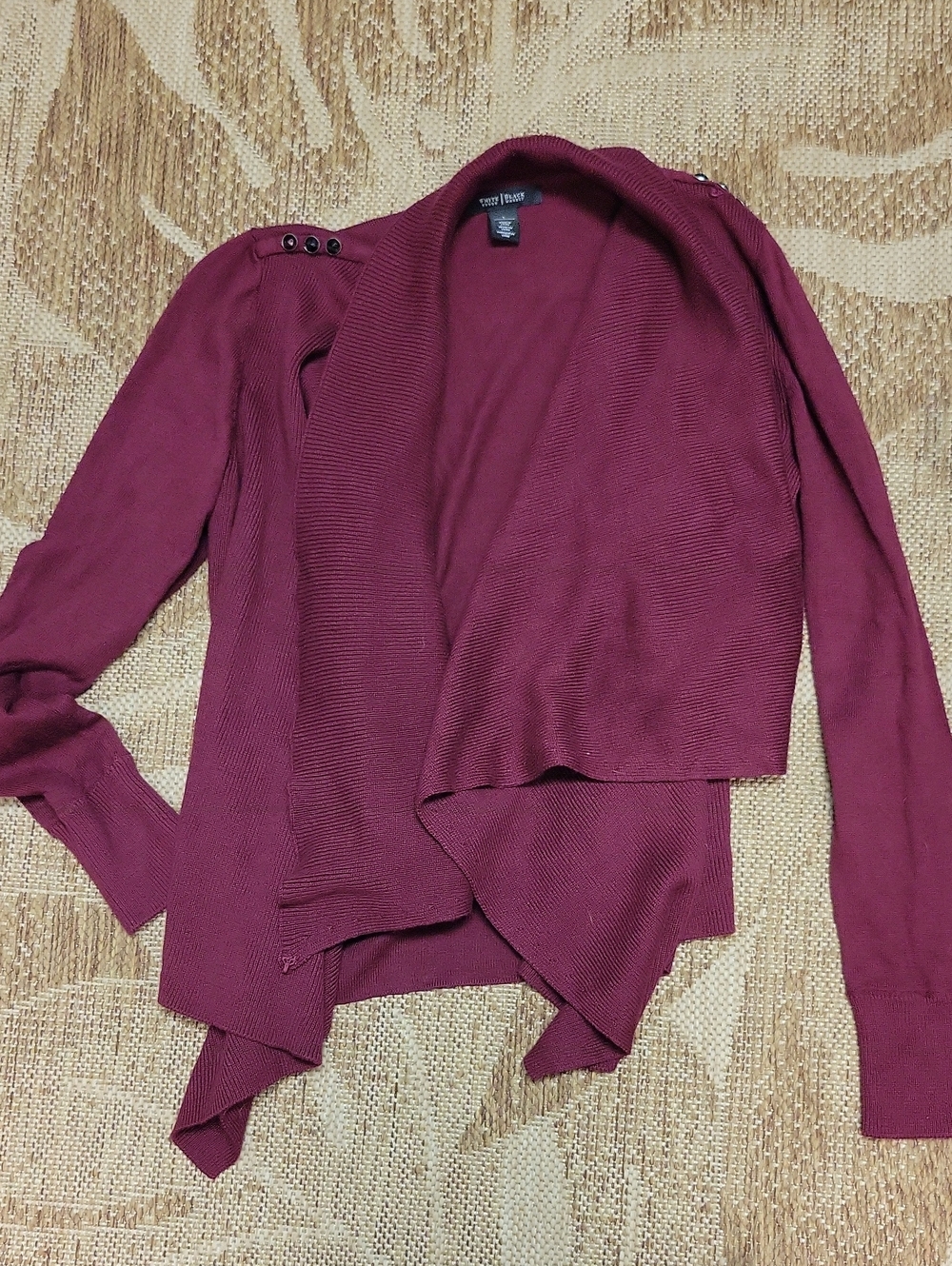 White House Black Market Women's Open-Front Draped Cardigan Sweater - Wine